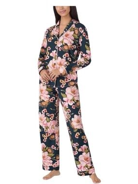 Room Service ROOM SERVICE Pink Floral Shawl Collar Pajamas Set  XXL